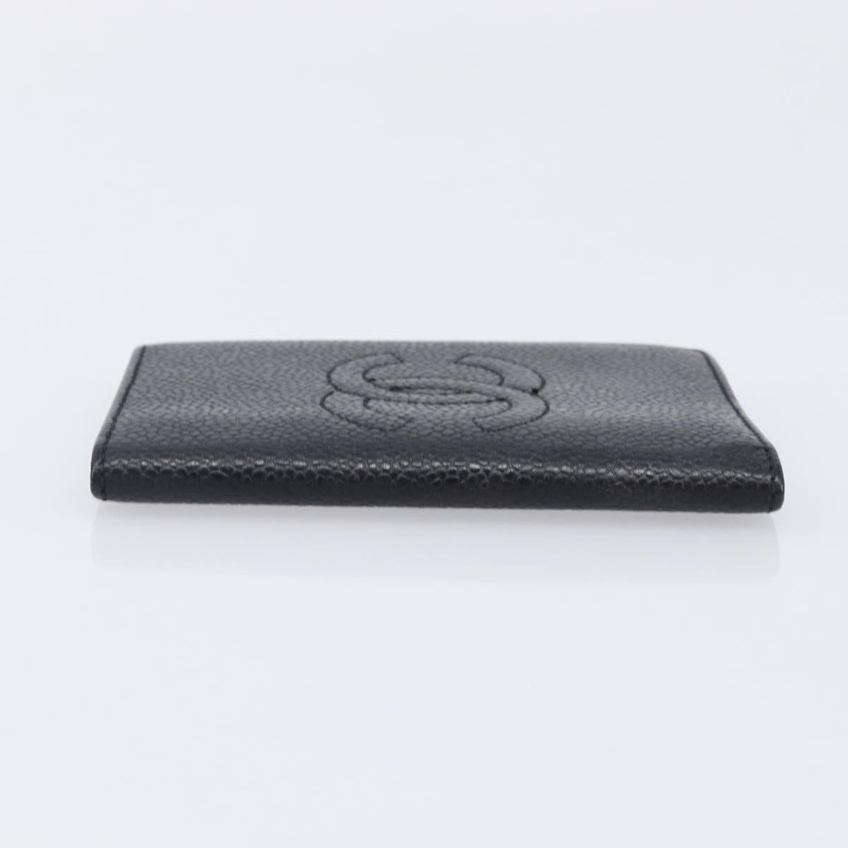 CHANEL COCO Mark Card Case Caviar Skin Black CC Auth yk21009M