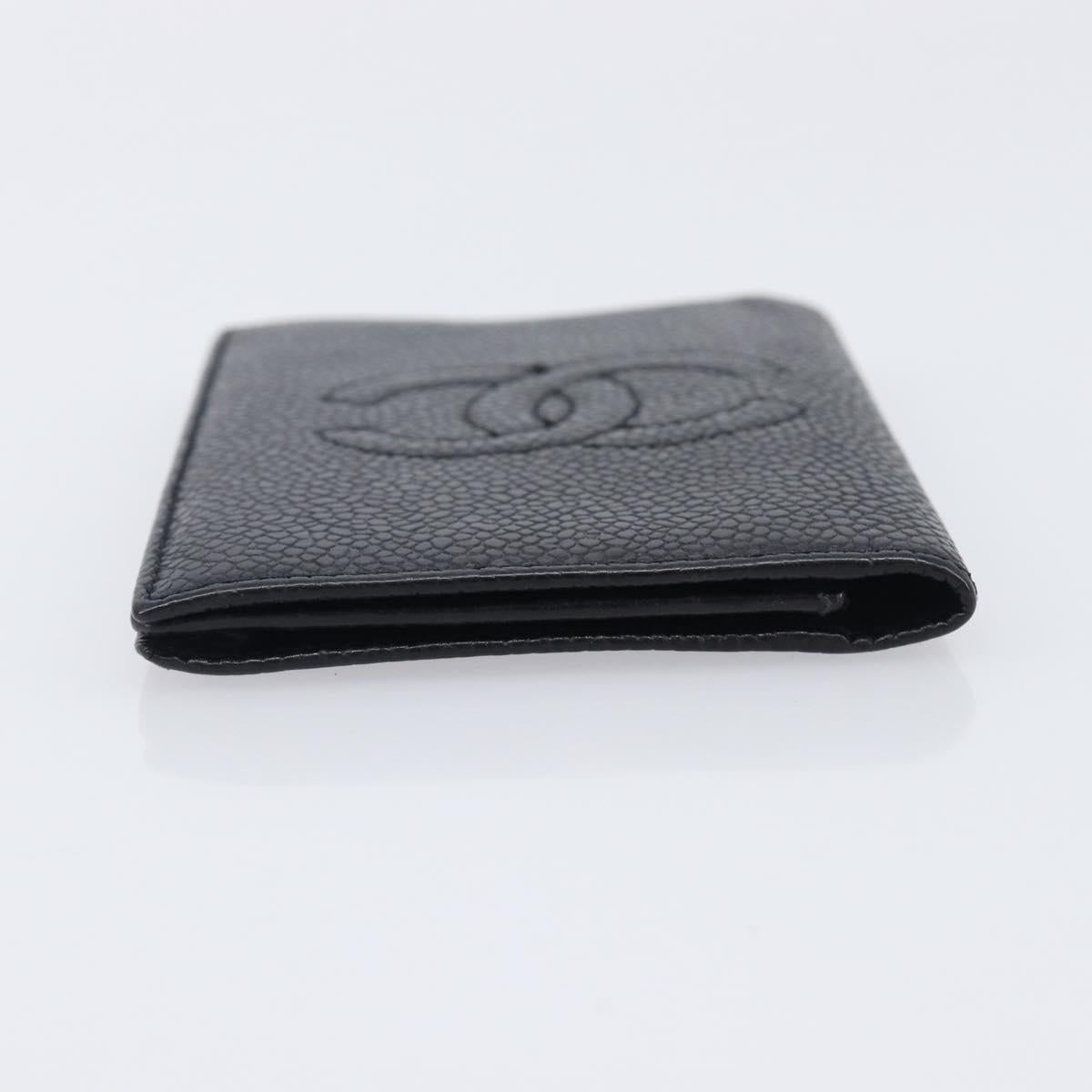 CHANEL COCO Mark Card Case Caviar Skin Black CC Auth yk21009M