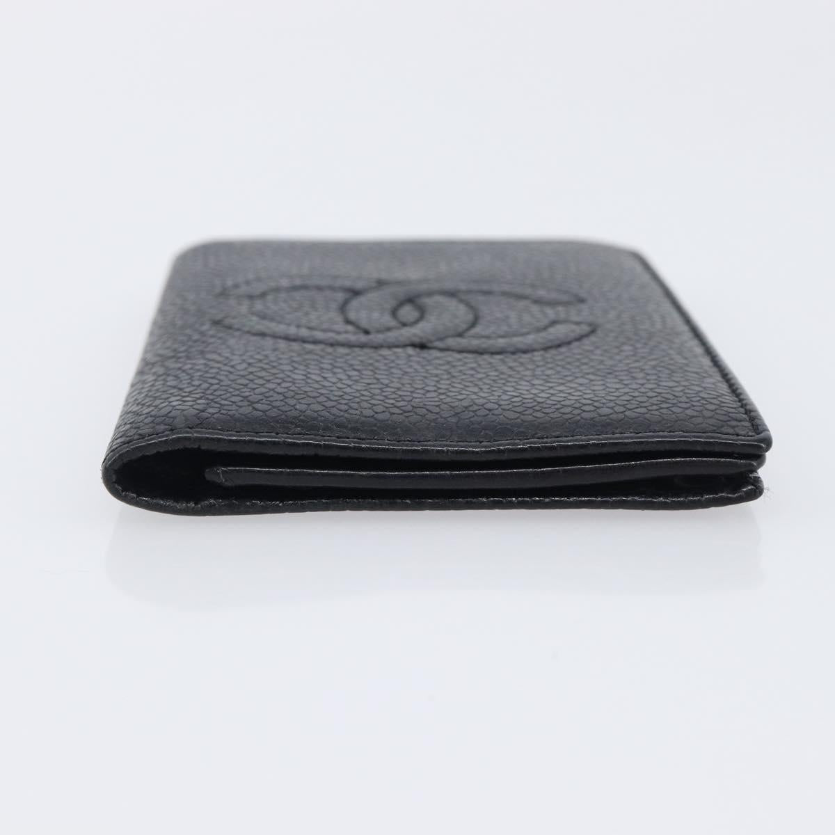 CHANEL COCO Mark Card Case Caviar Skin Black CC Auth yk21009M
