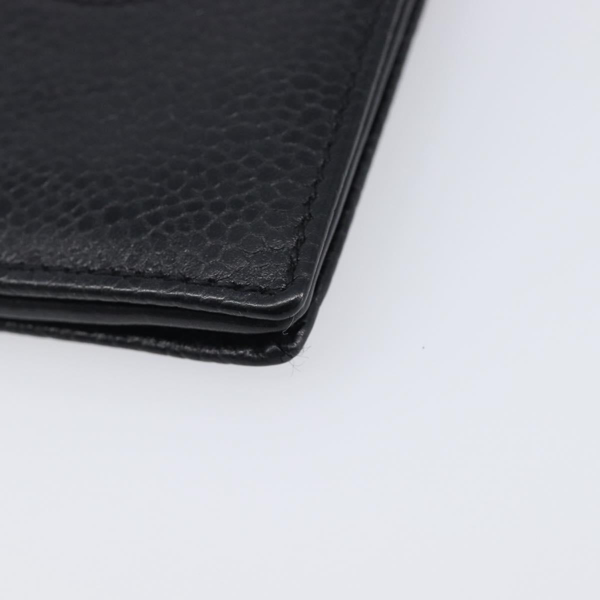 CHANEL COCO Mark Card Case Caviar Skin Black CC Auth yk21009M