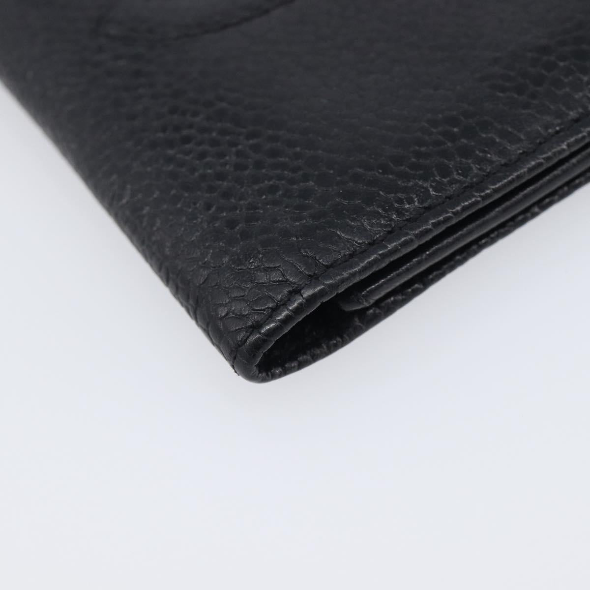 CHANEL COCO Mark Card Case Caviar Skin Black CC Auth yk21009M