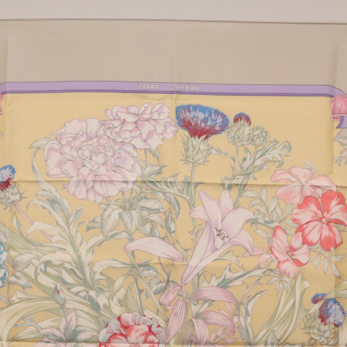 HERMES Carre 90 Scarf ""LES TAMBOURS"" Silk Yellow Auth yk21013M