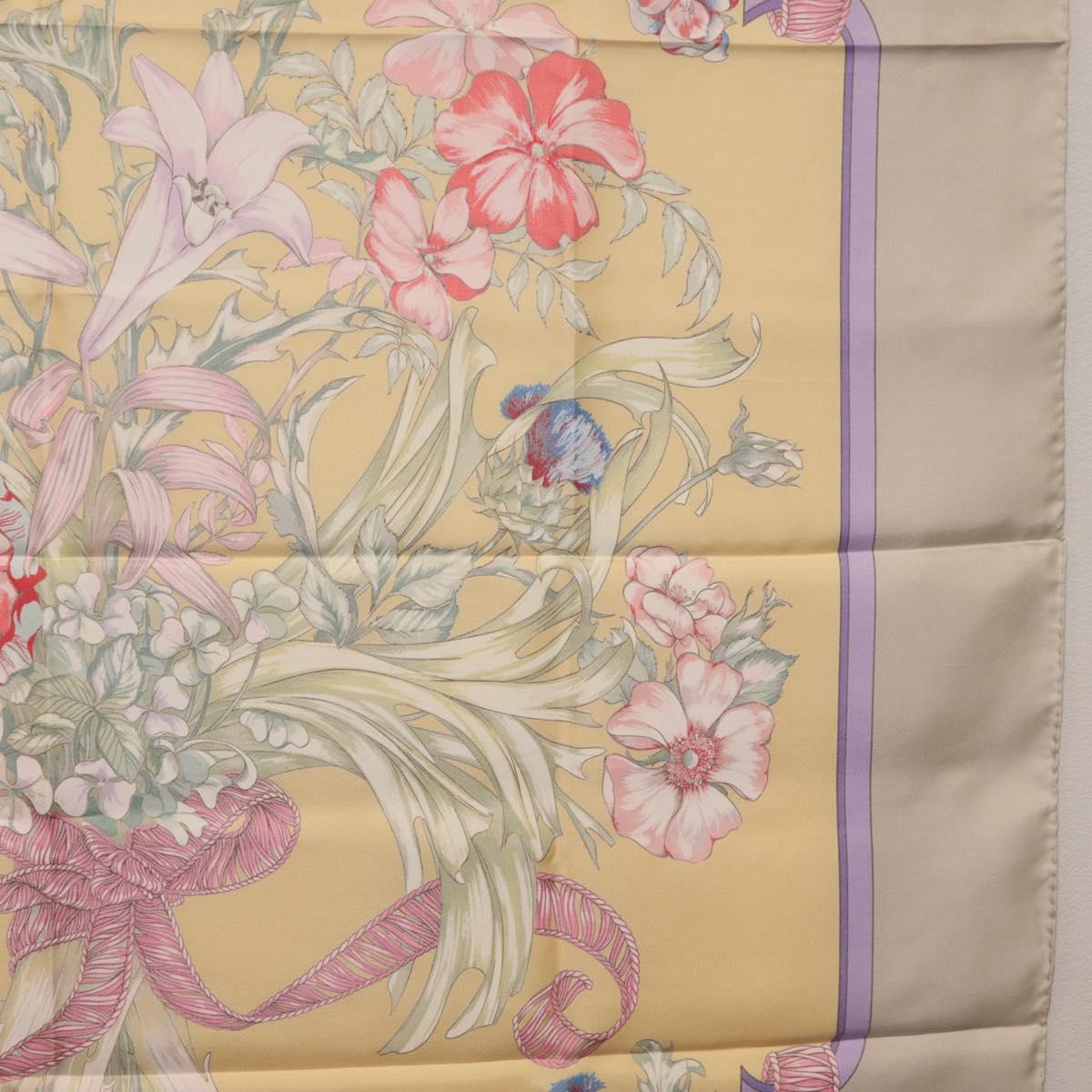 HERMES Carre 90 Scarf ""LES TAMBOURS"" Silk Yellow Auth yk21013M