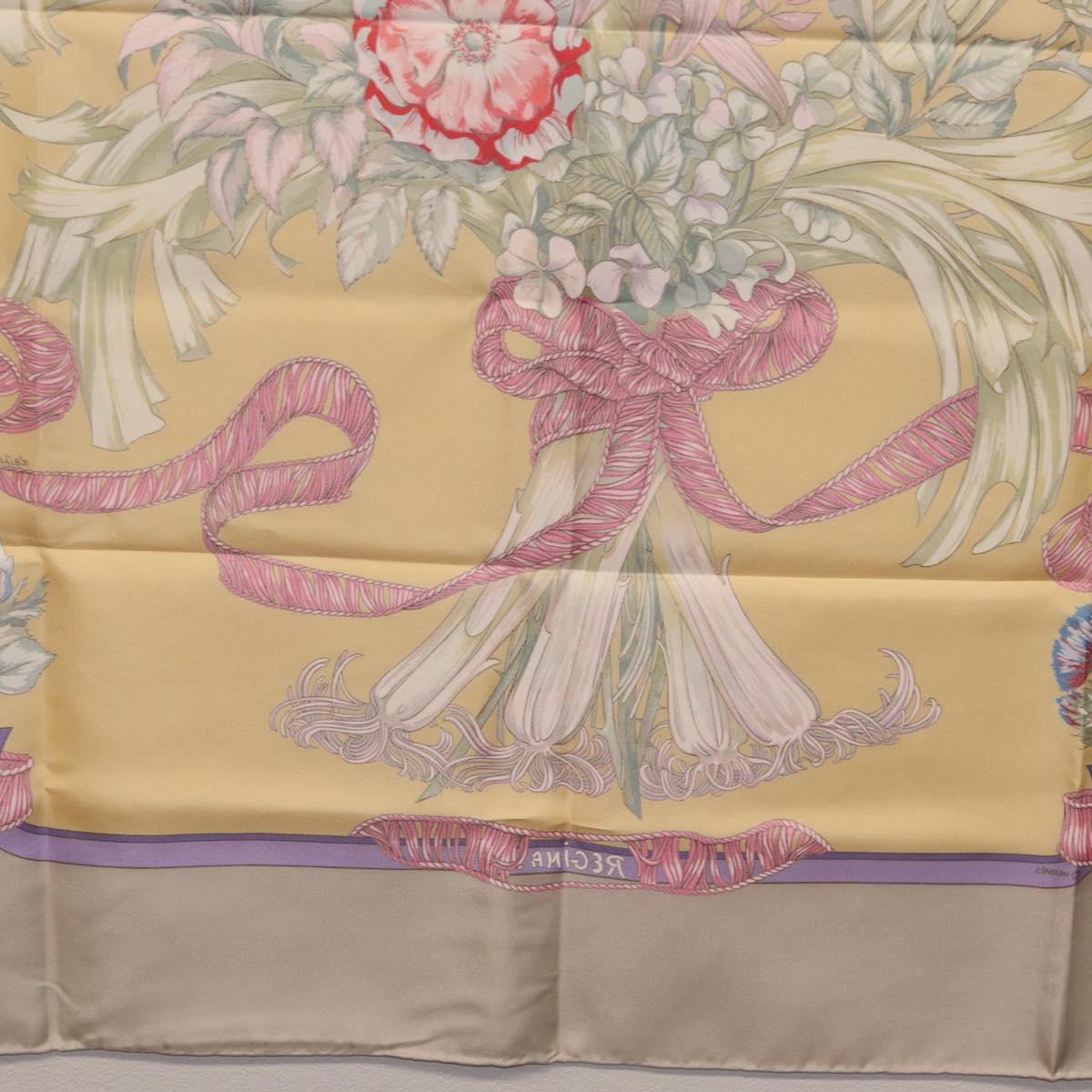 HERMES Carre 90 Scarf ""LES TAMBOURS"" Silk Yellow Auth yk21013M