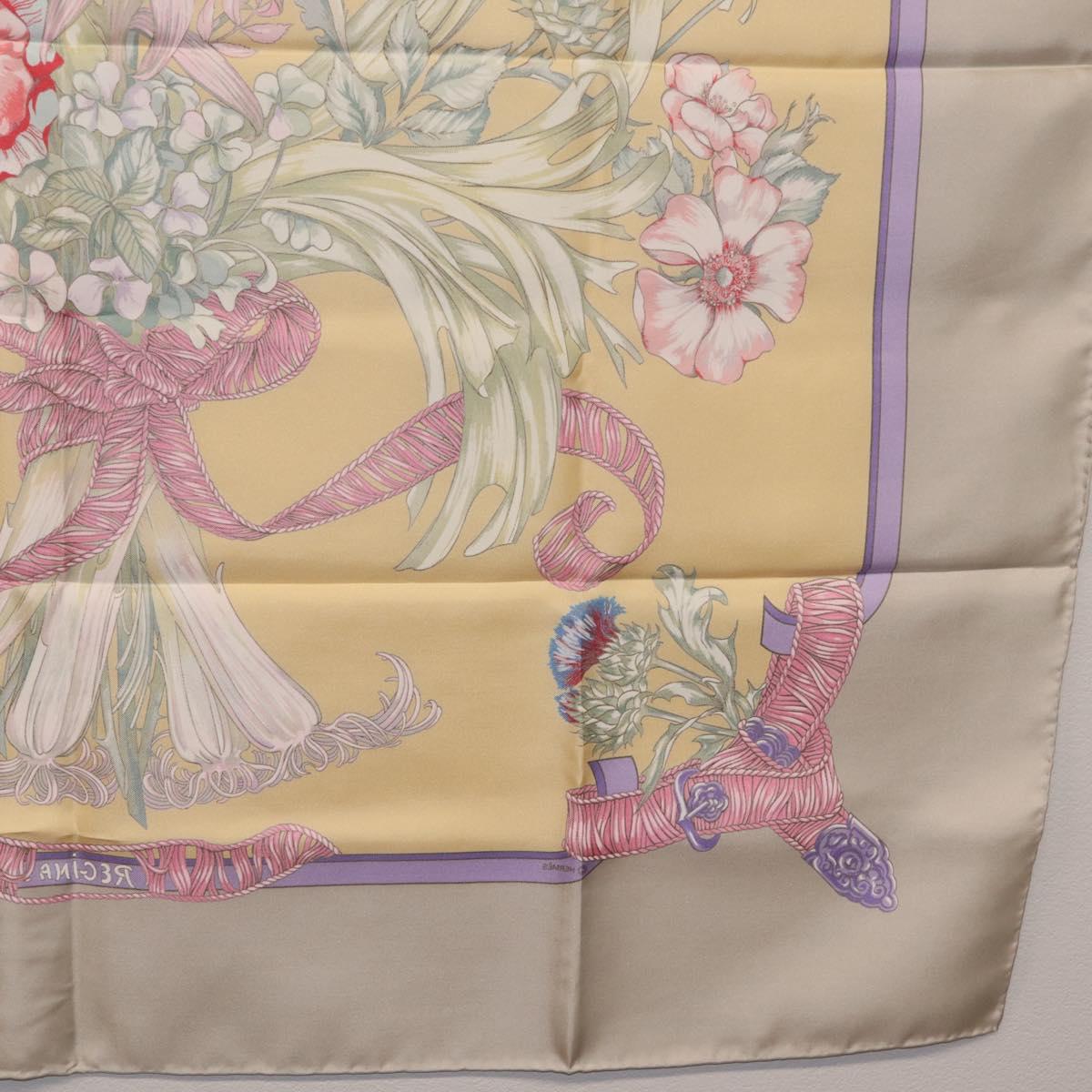 HERMES Carre 90 Scarf ""LES TAMBOURS"" Silk Yellow Auth yk21013M