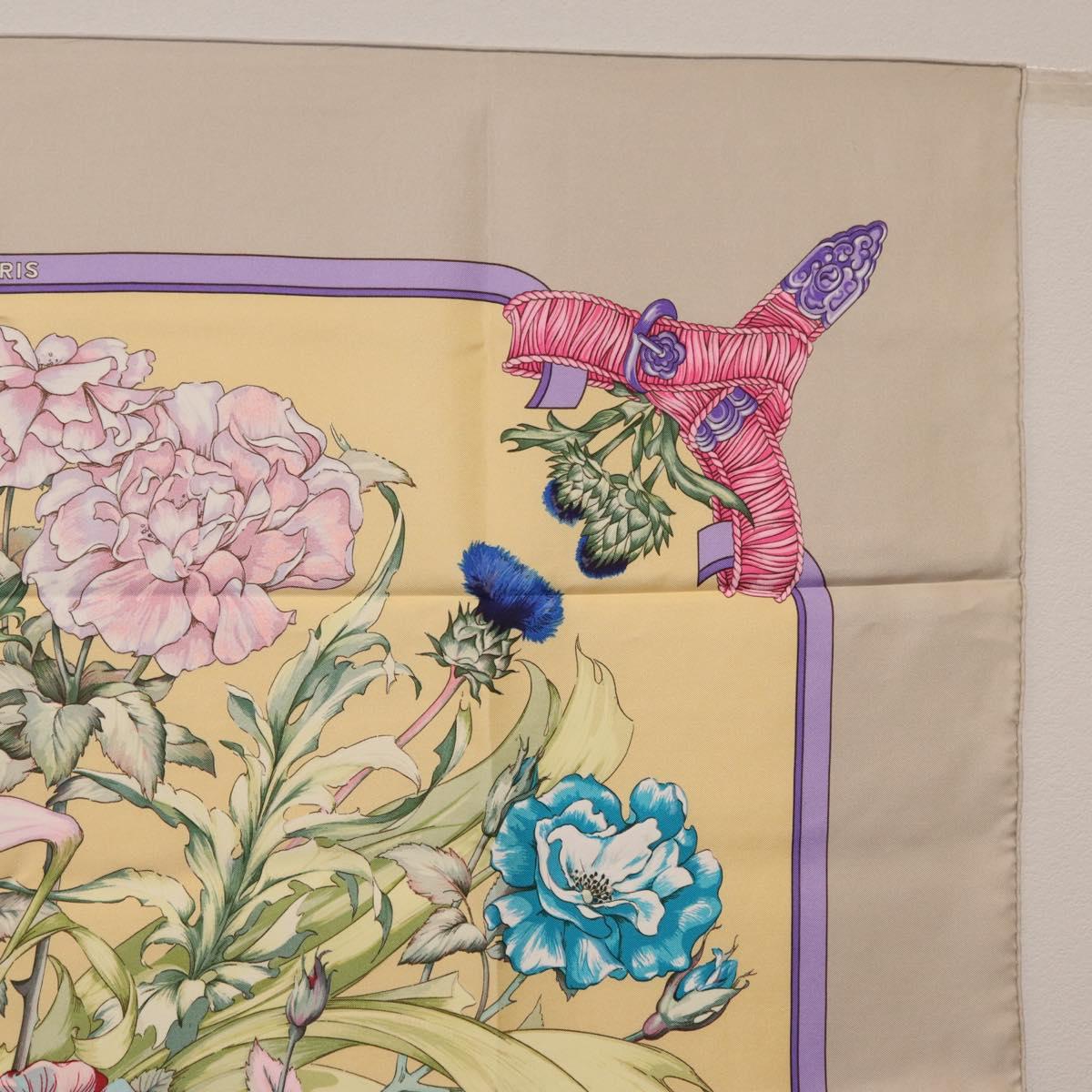 HERMES Carre 90 Scarf ""LES TAMBOURS"" Silk Yellow Auth yk21013M