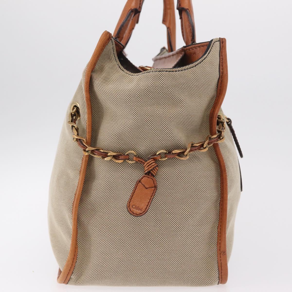 Chloe Harley Hand Bag Canvas Leather Beige Gold Auth yk21014V