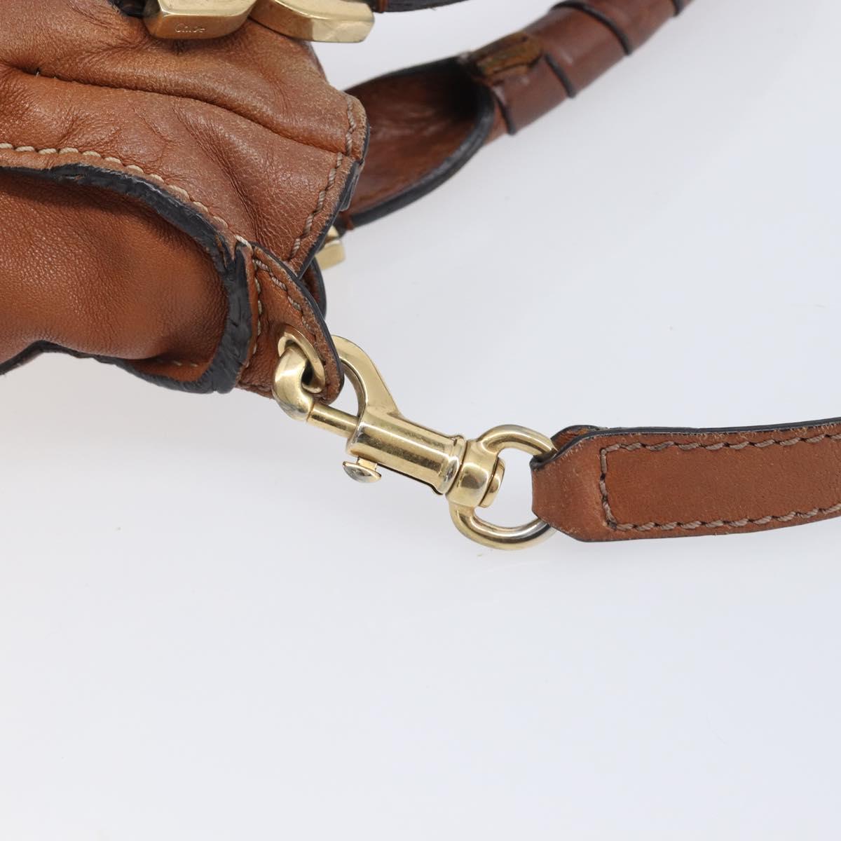 Chloe Marcie Hand Bag Leather 2way Brown Gold Auth yk21022