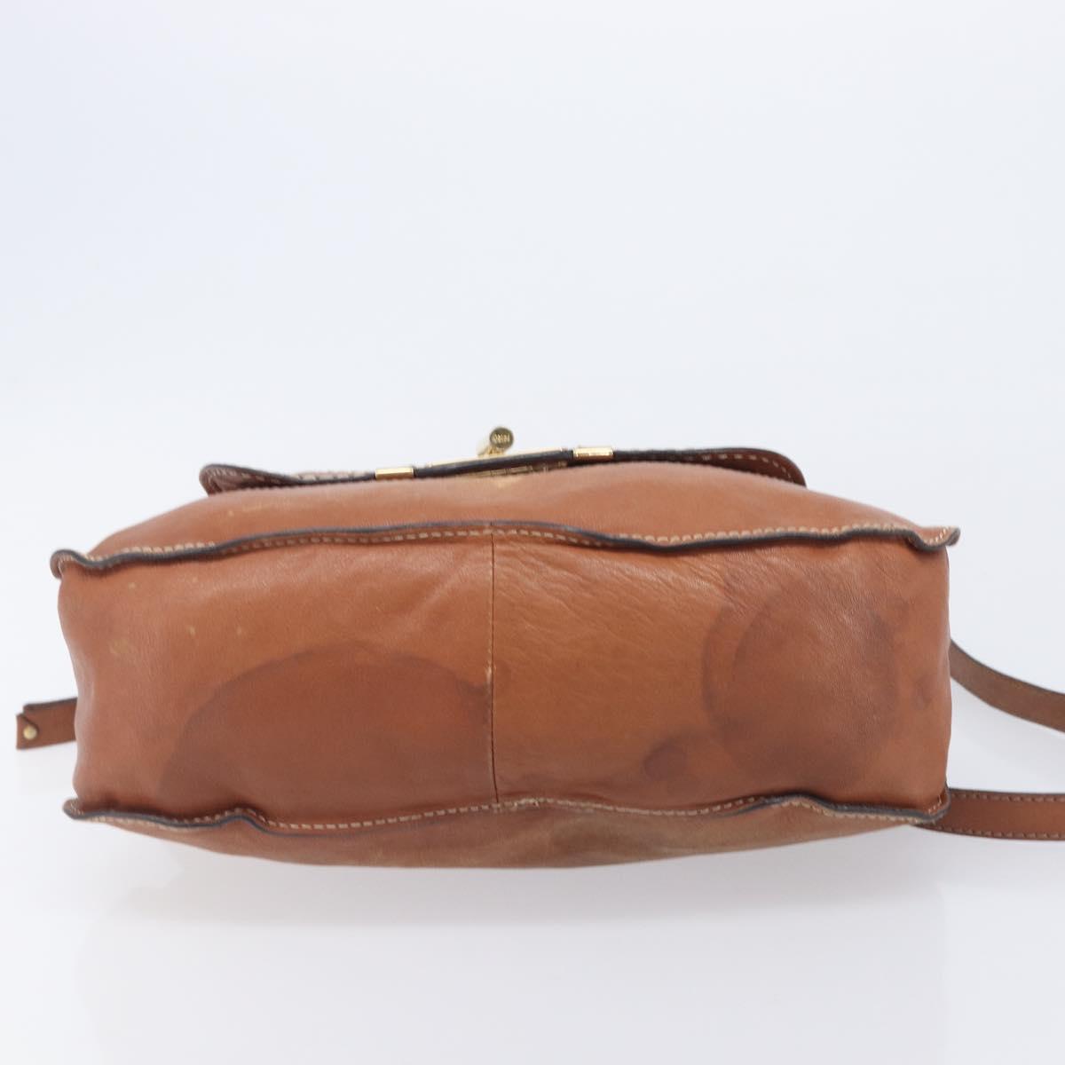 Chloe Marcie Hand Bag Leather 2way Brown Gold Auth yk21022