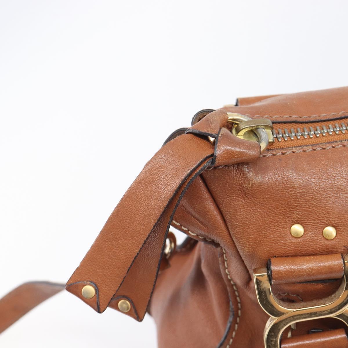 Chloe Marcie Hand Bag Leather 2way Brown Gold Auth yk21022