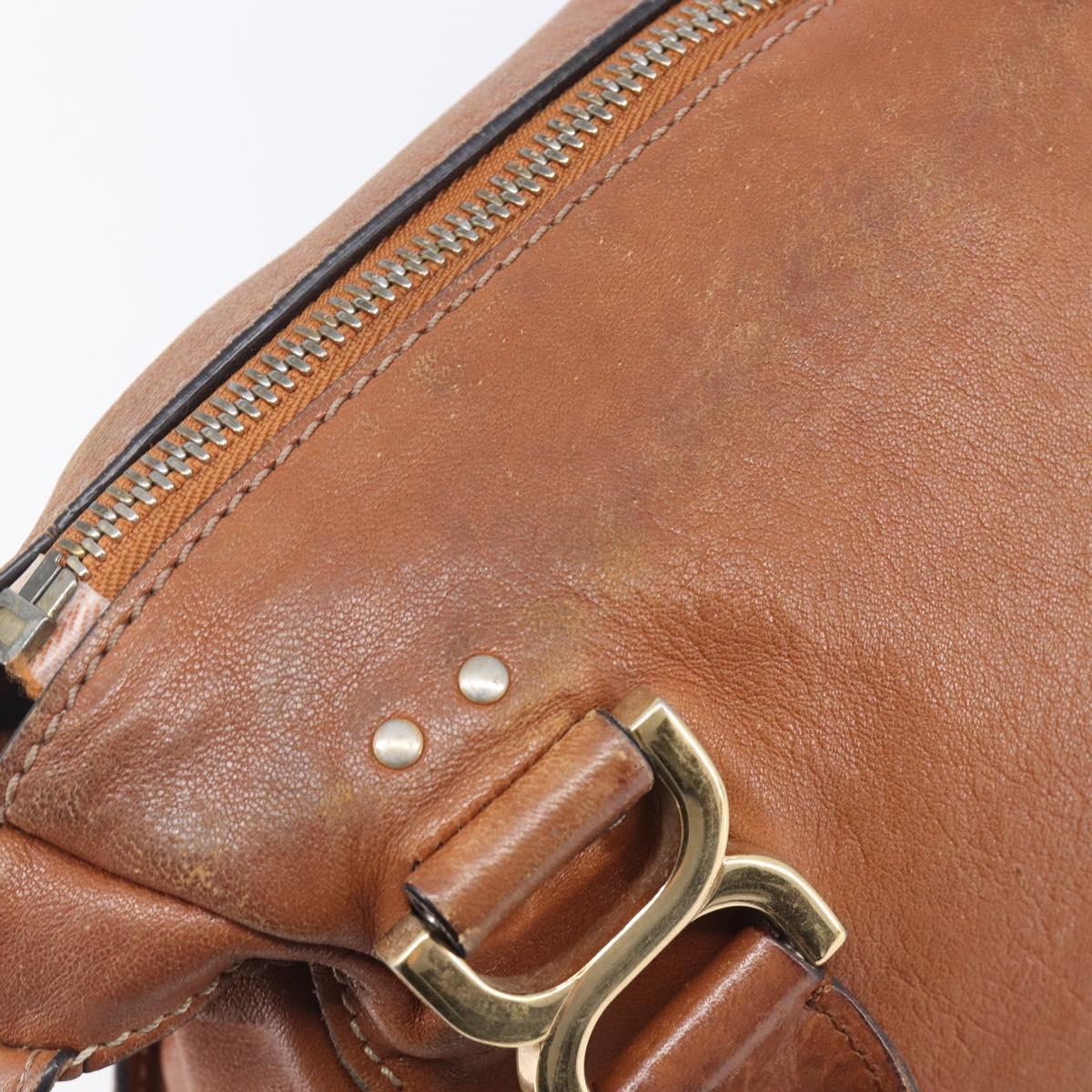 Chloe Marcie Hand Bag Leather 2way Brown Gold Auth yk21022