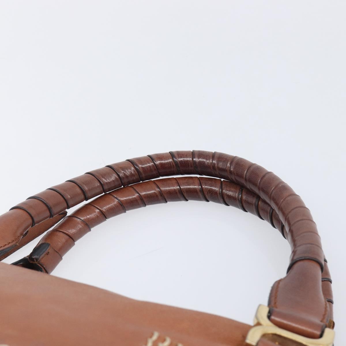 Chloe Marcie Hand Bag Leather 2way Brown Gold Auth yk21022