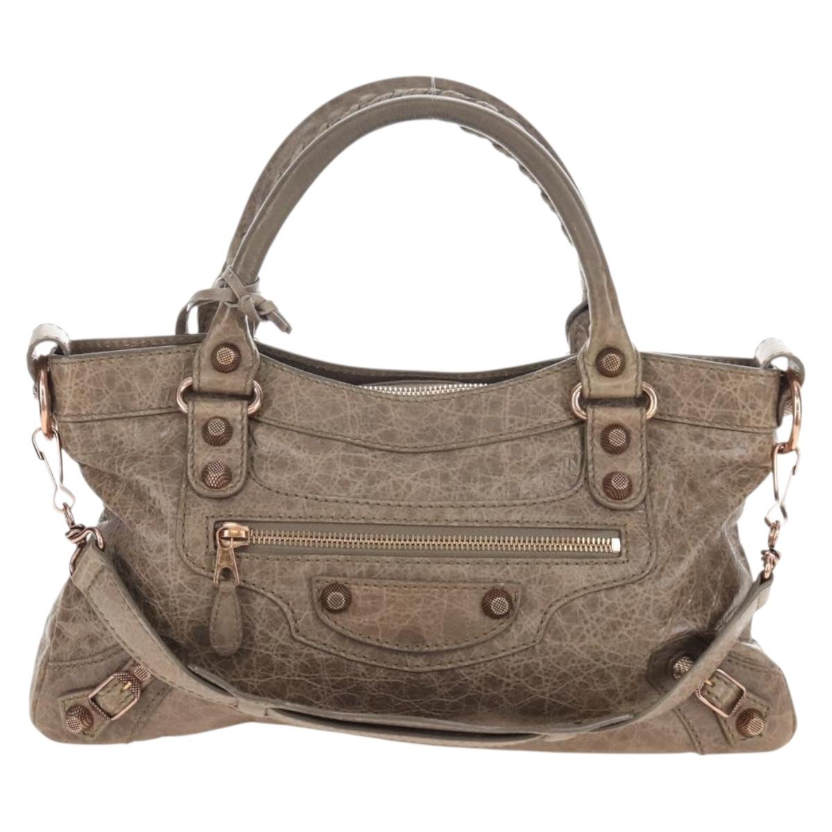 Balenciaga The Giant First Hand Bag Leather 2way Beige 285433 Auth yk21029SAM