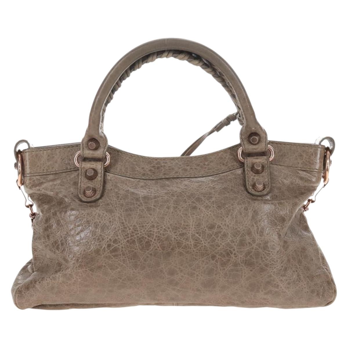Balenciaga The Giant First Hand Bag Leather 2way Beige 285433 Auth yk21029SAM