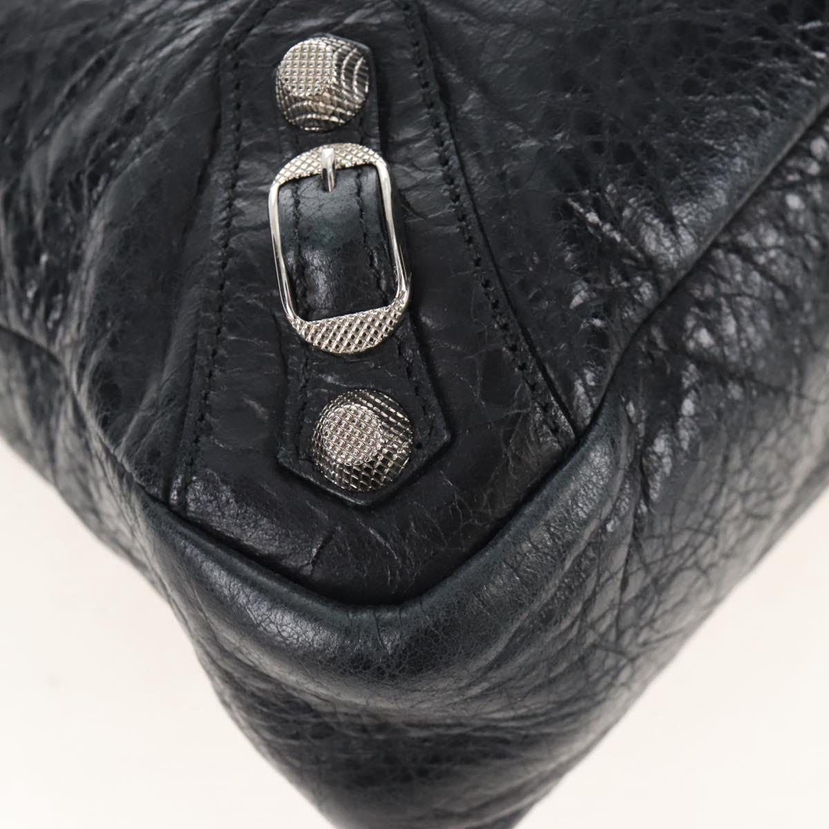 Balenciaga The Giant Town Hand Bag Leather 2way Black 240578 Auth yk21030M