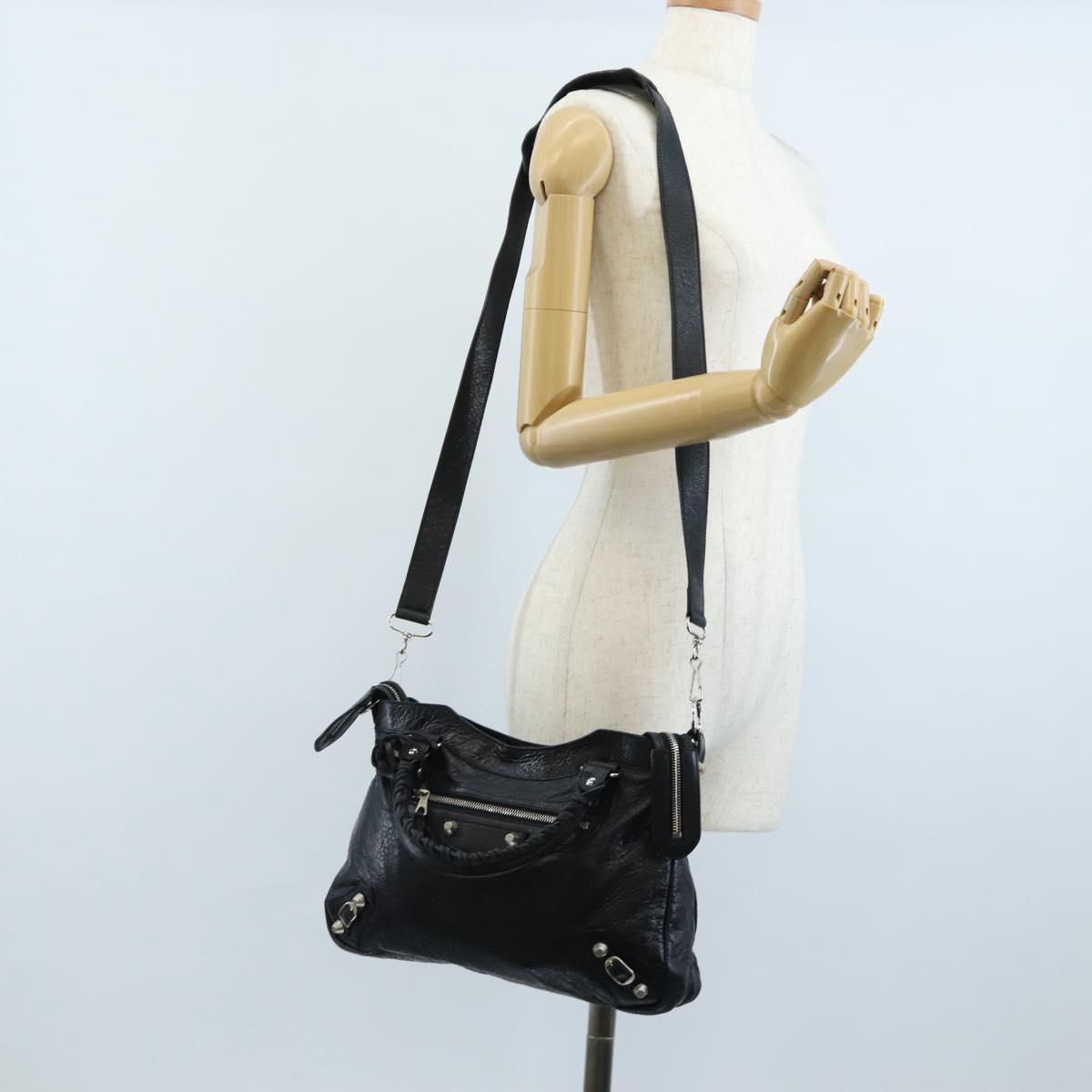 Balenciaga The Giant Town Hand Bag Leather 2way Black 240578 Auth yk21030M