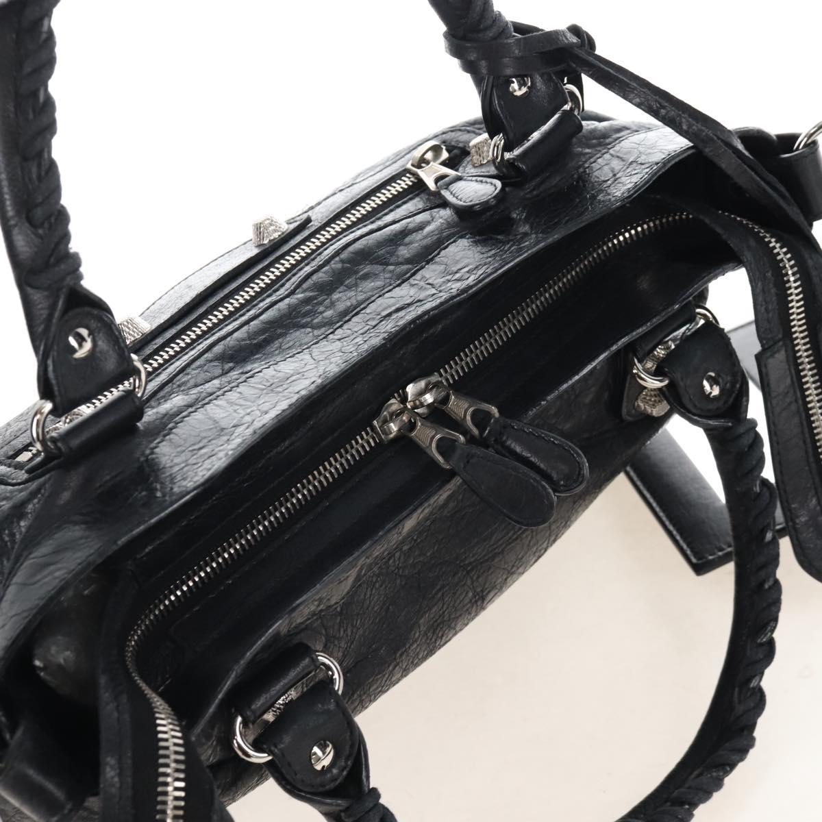 Balenciaga The Giant Town Hand Bag Leather 2way Black 240578 Auth yk21030M