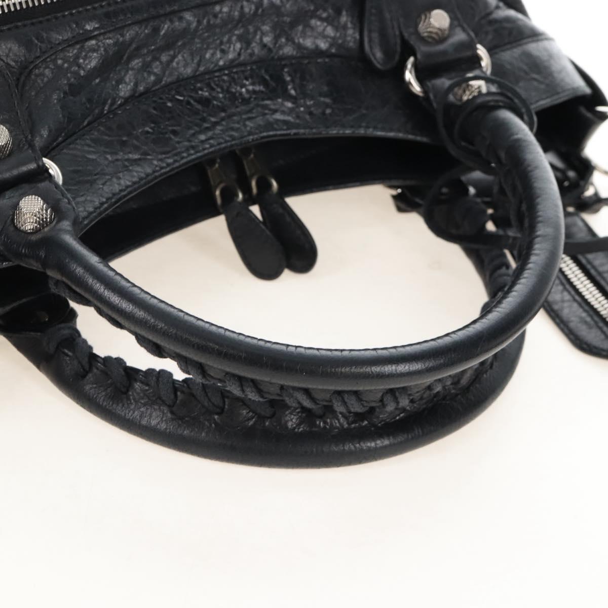 Balenciaga The Giant Town Hand Bag Leather 2way Black 240578 Auth yk21030M