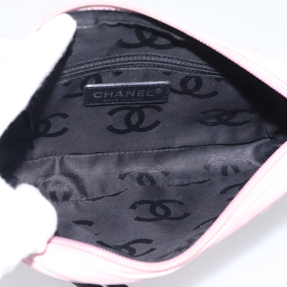 CHANEL Cambon Line Hand Bag Leather Pink Silver CC Auth yk21032V