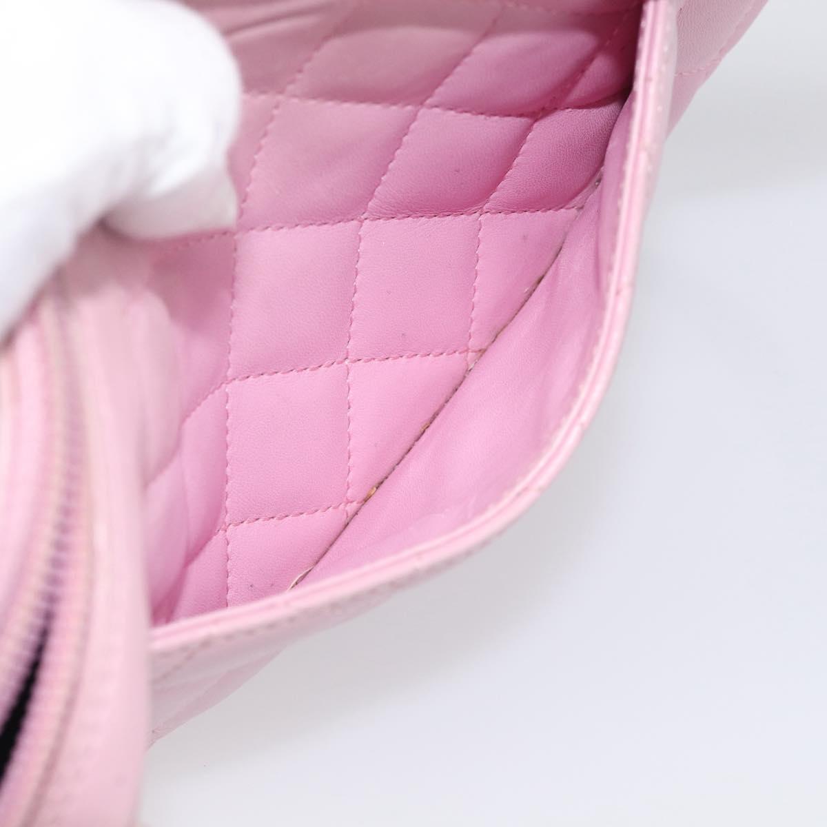 CHANEL Cambon Line Hand Bag Leather Pink Silver CC Auth yk21032V