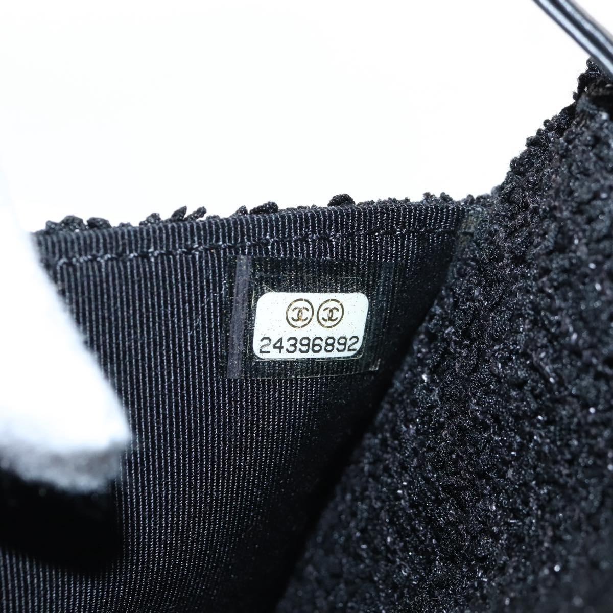 CHANEL Rhinestone Turn Lock Chain Bag Tweed Beads Black Silver CC Auth yk21033SM