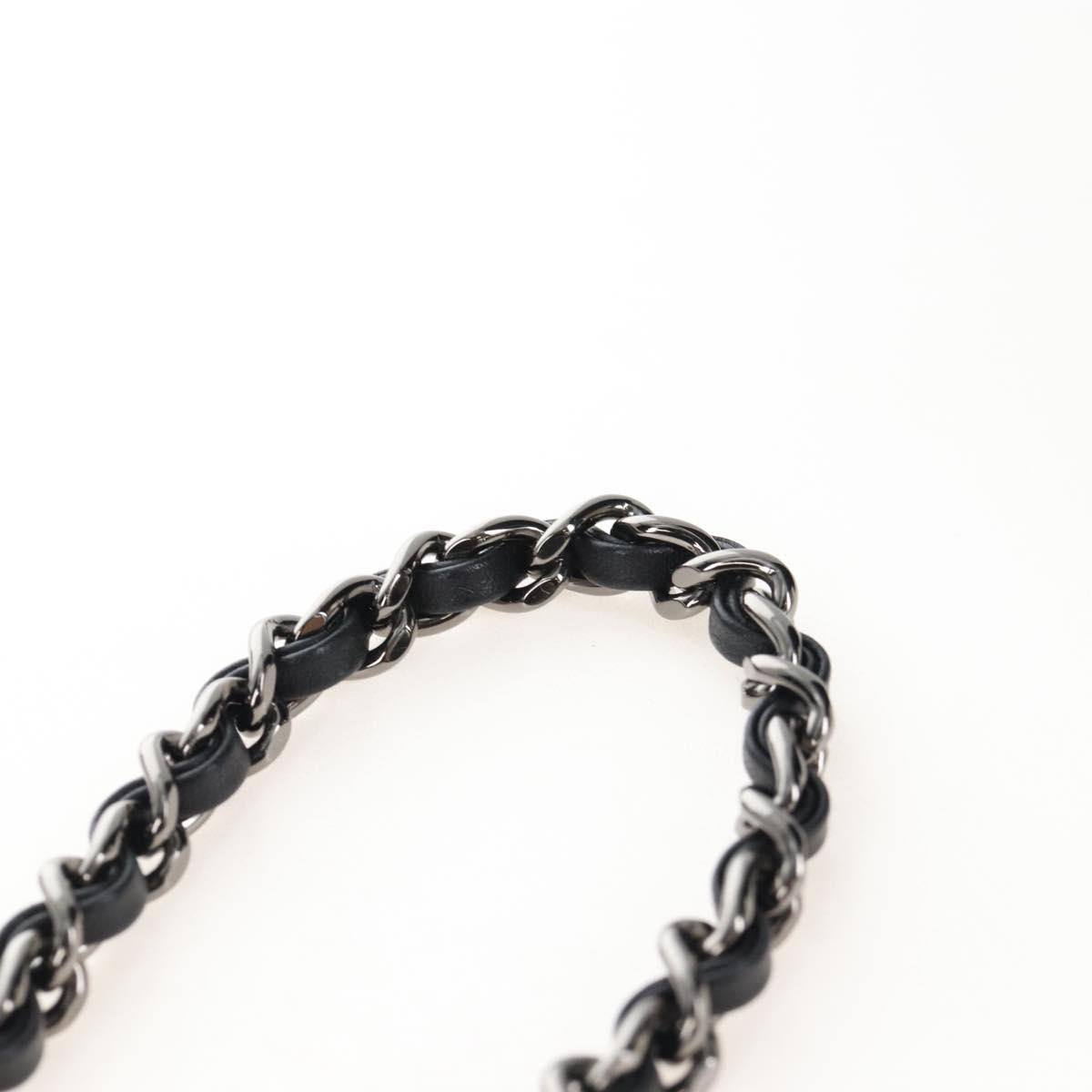 CHANEL Rhinestone Turn Lock Chain Bag Tweed Beads Black Silver CC Auth yk21033SM