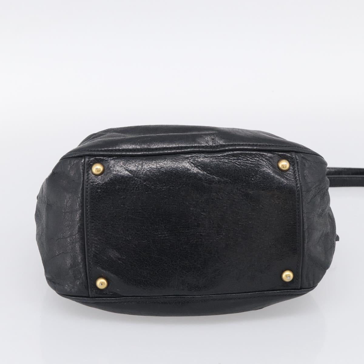 Miu Miu Hand Bag Leather 2way Black Gold Auth yk21036M