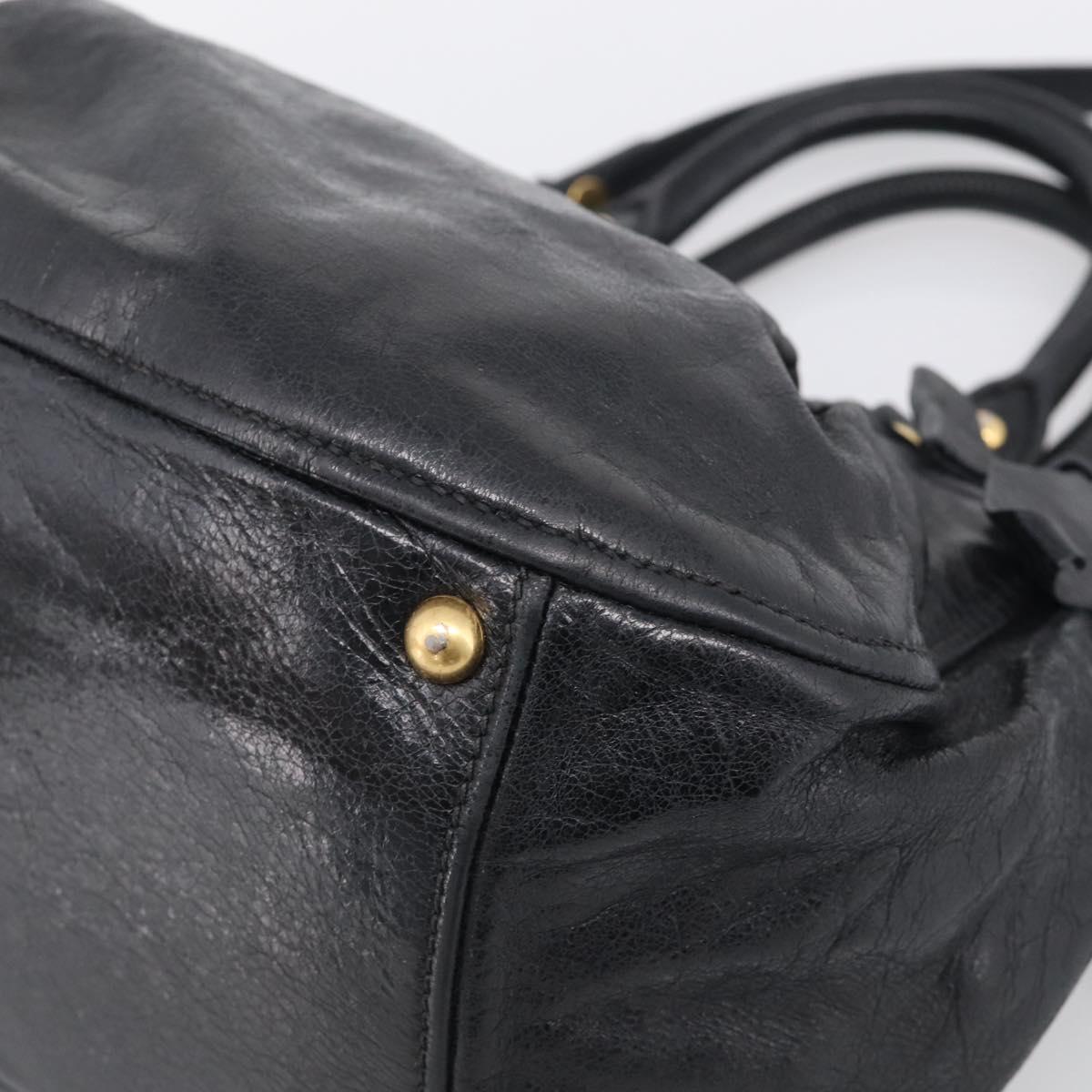 Miu Miu Hand Bag Leather 2way Black Gold Auth yk21036M