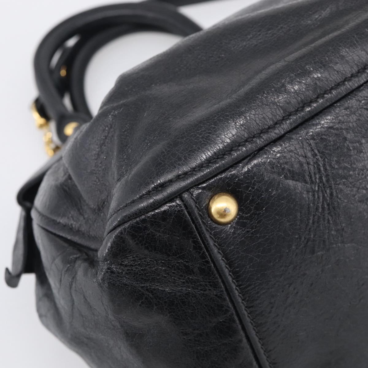 Miu Miu Hand Bag Leather 2way Black Gold Auth yk21036M