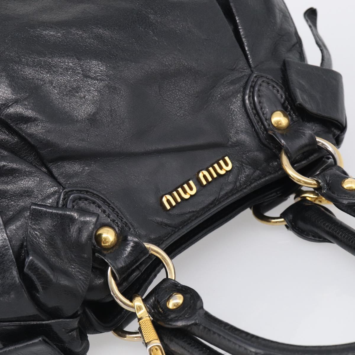 Miu Miu Hand Bag Leather 2way Black Gold Auth yk21036M