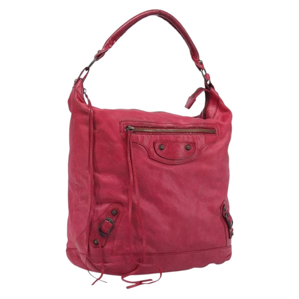 Balenciaga The Day Shoulder Bag Leather Red 140442 Auth yk21040V