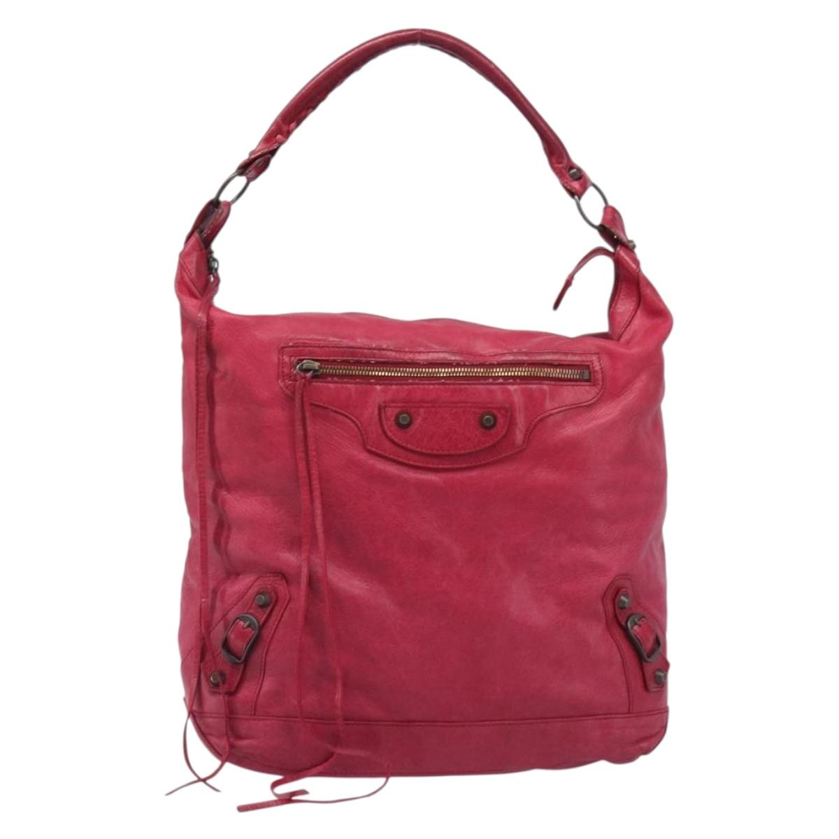 Balenciaga The Day Shoulder Bag Leather Red 140442 Auth yk21040V