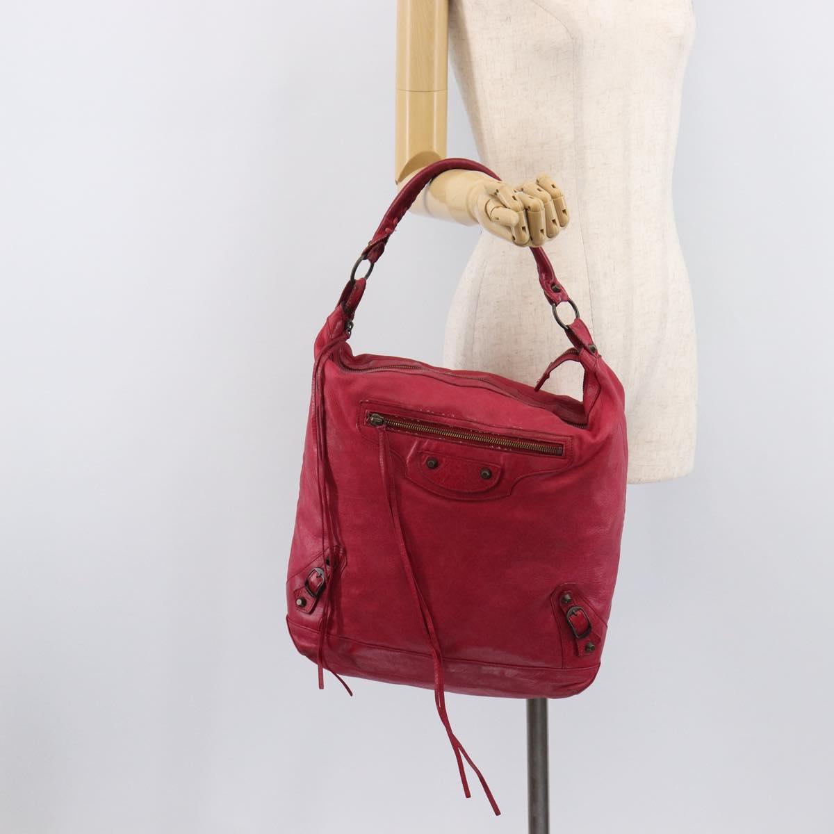 Balenciaga The Day Shoulder Bag Leather Red 140442 Auth yk21040V