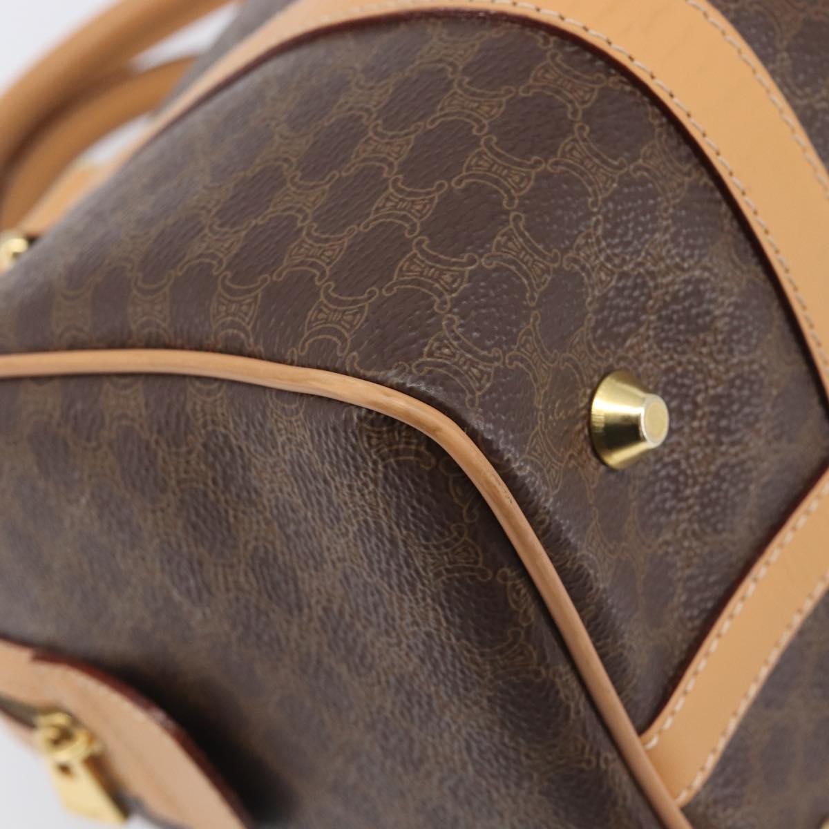 CELINE Macadam Canvas Hand Bag PVC Leather Brown Gold Auth yk21046V