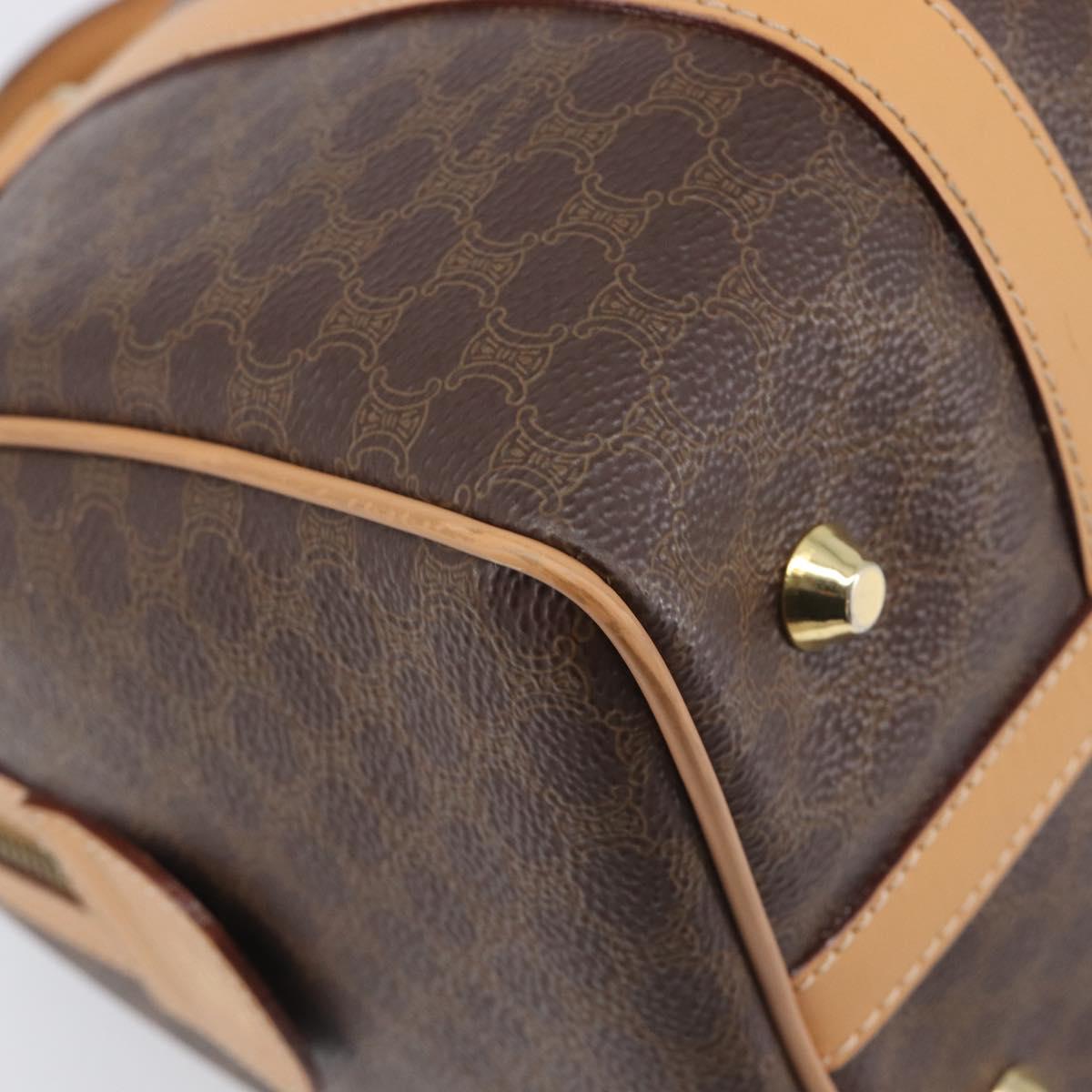 CELINE Macadam Canvas Hand Bag PVC Leather Brown Gold Auth yk21046V