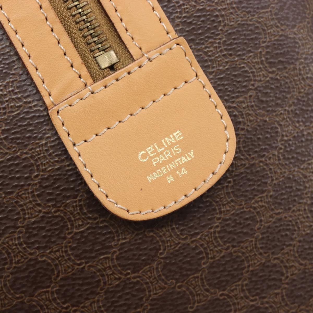 CELINE Macadam Canvas Hand Bag PVC Leather Brown Gold Auth yk21046V