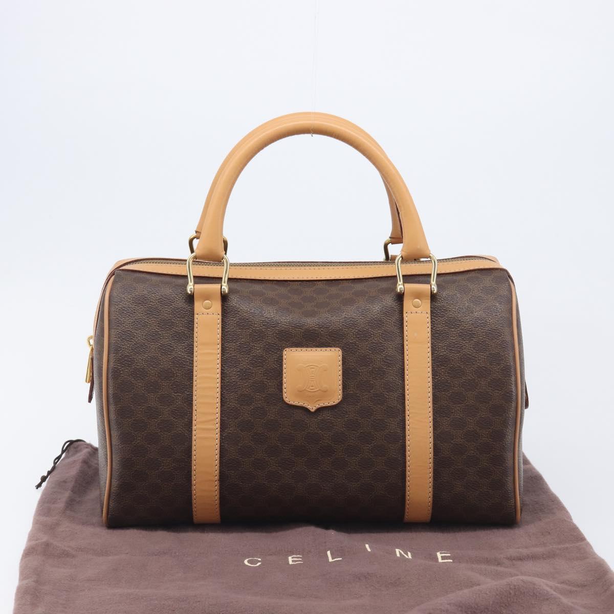 CELINE Macadam Canvas Hand Bag PVC Leather Brown Gold Auth yk21046V