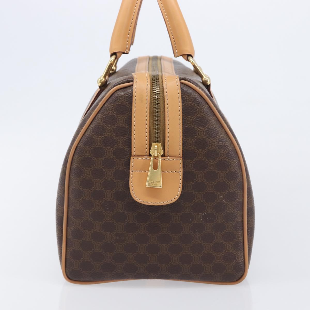 CELINE Macadam Canvas Hand Bag PVC Leather Brown Gold Auth yk21046V