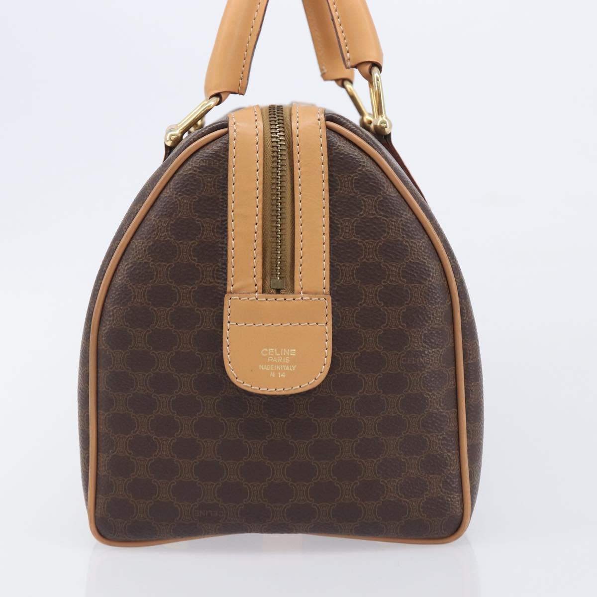 CELINE Macadam Canvas Hand Bag PVC Leather Brown Gold Auth yk21046V