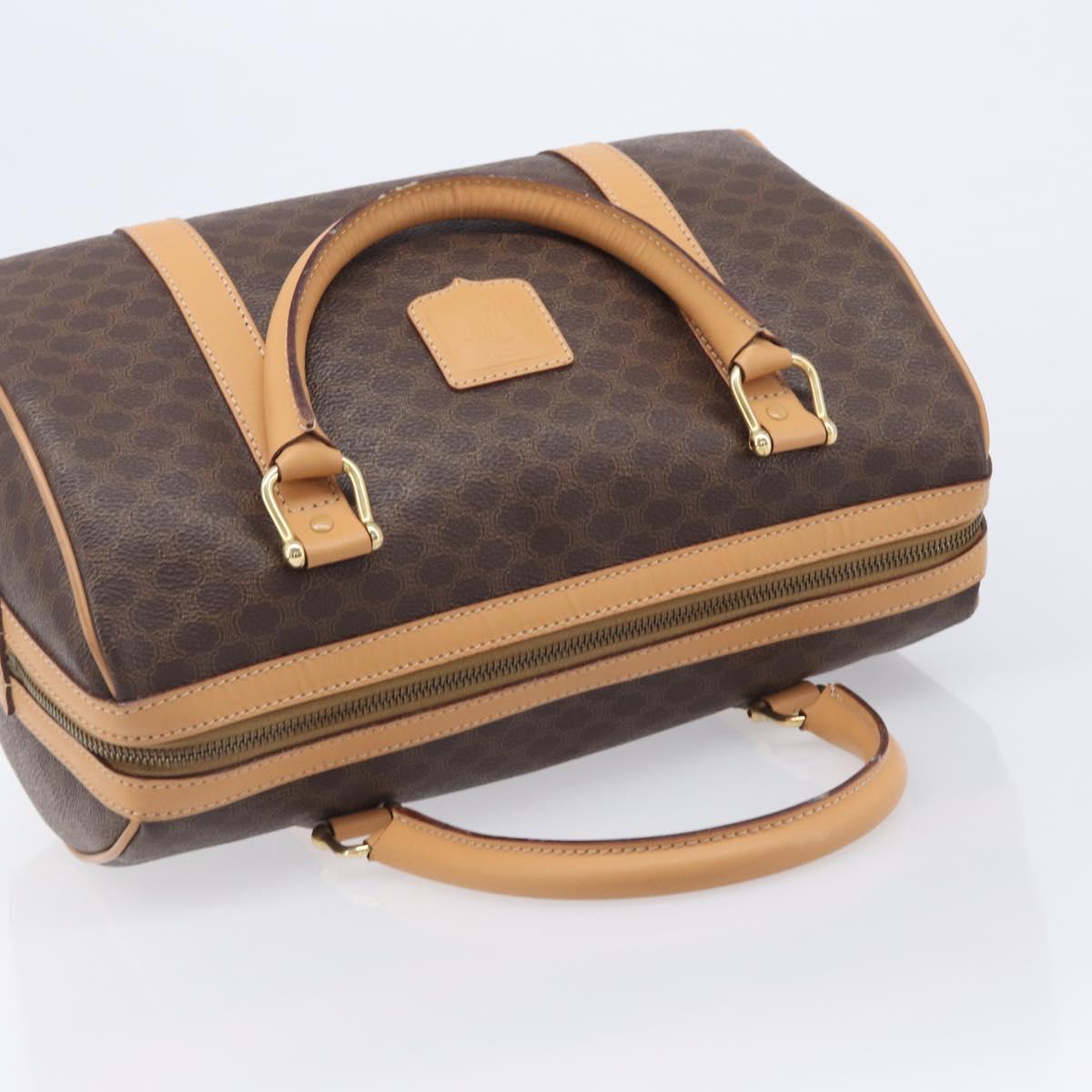 CELINE Macadam Canvas Hand Bag PVC Leather Brown Gold Auth yk21046V