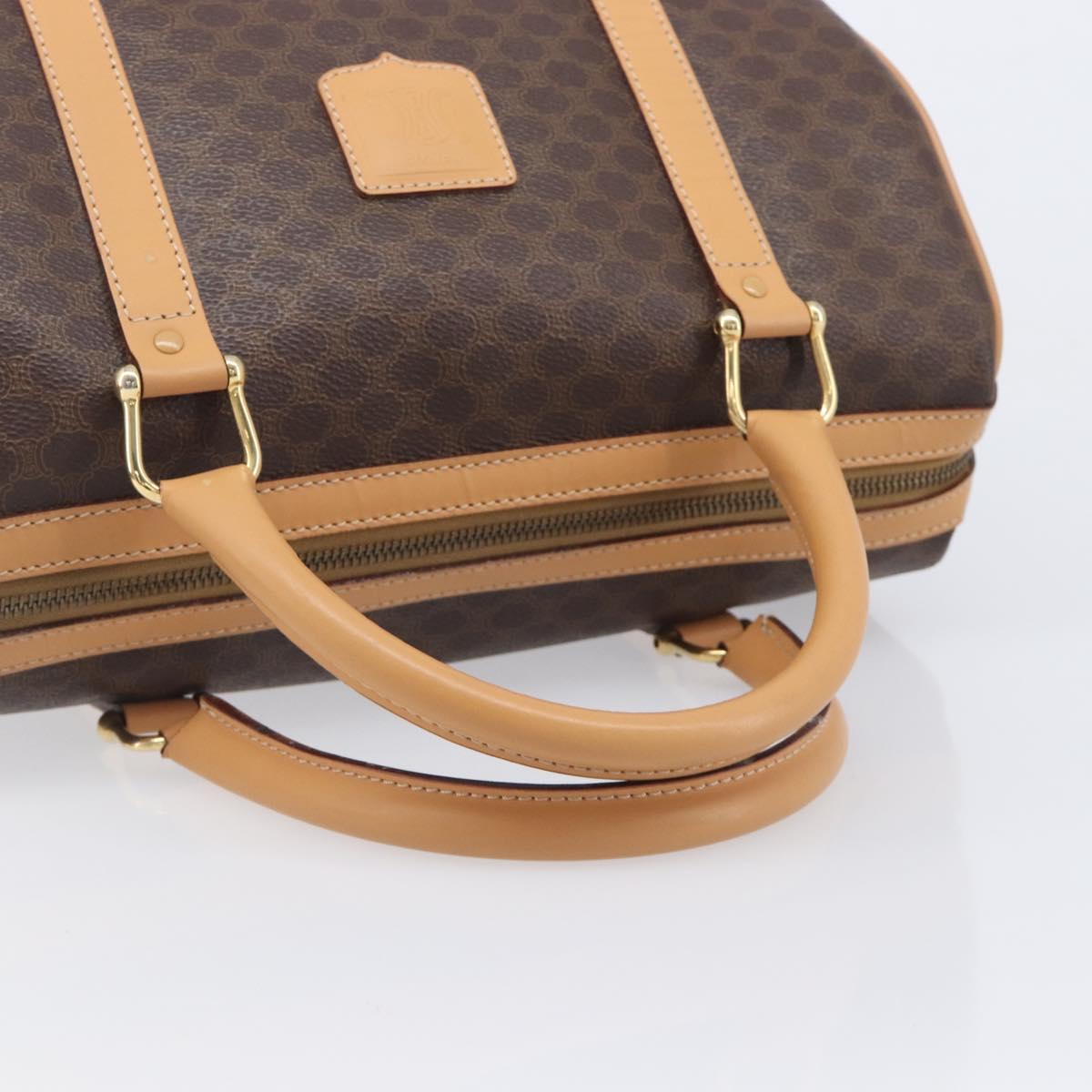 CELINE Macadam Canvas Hand Bag PVC Leather Brown Gold Auth yk21046V