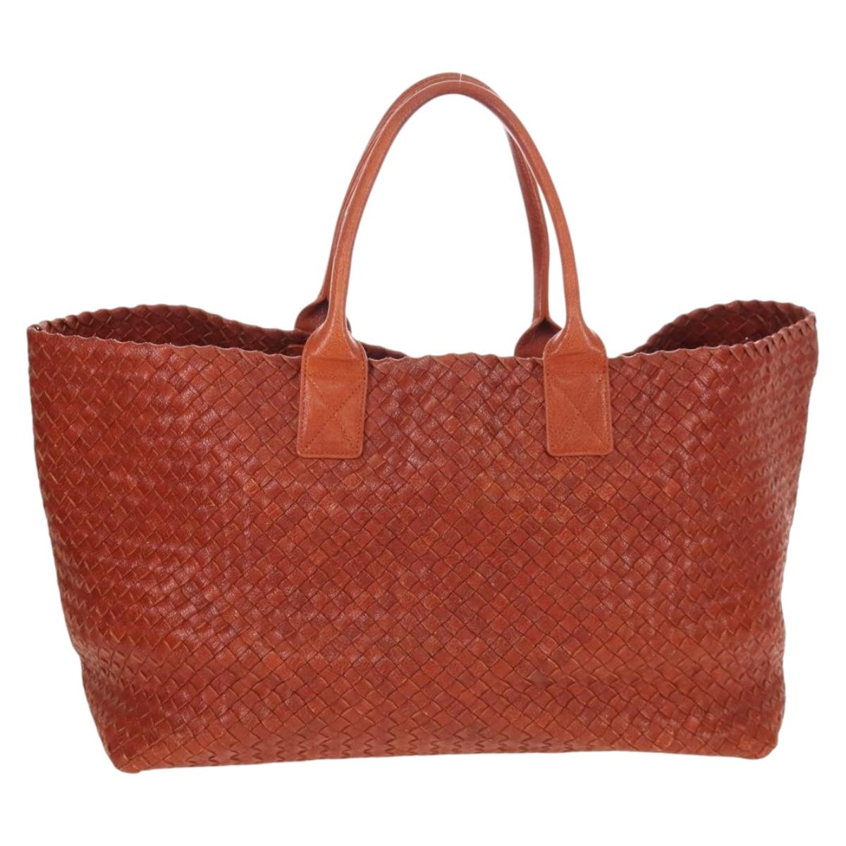 Bottega Veneta INTRECCIATO Cabas Hand Bag Leather Brown 113129 Auth yk21049SAM