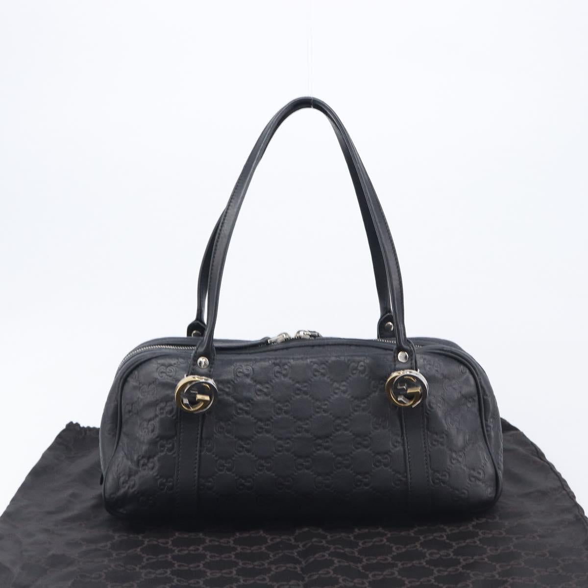 GUCCI GG Canvas Guccissima Hand Bag Black Silver 232958 Auth yk21051V