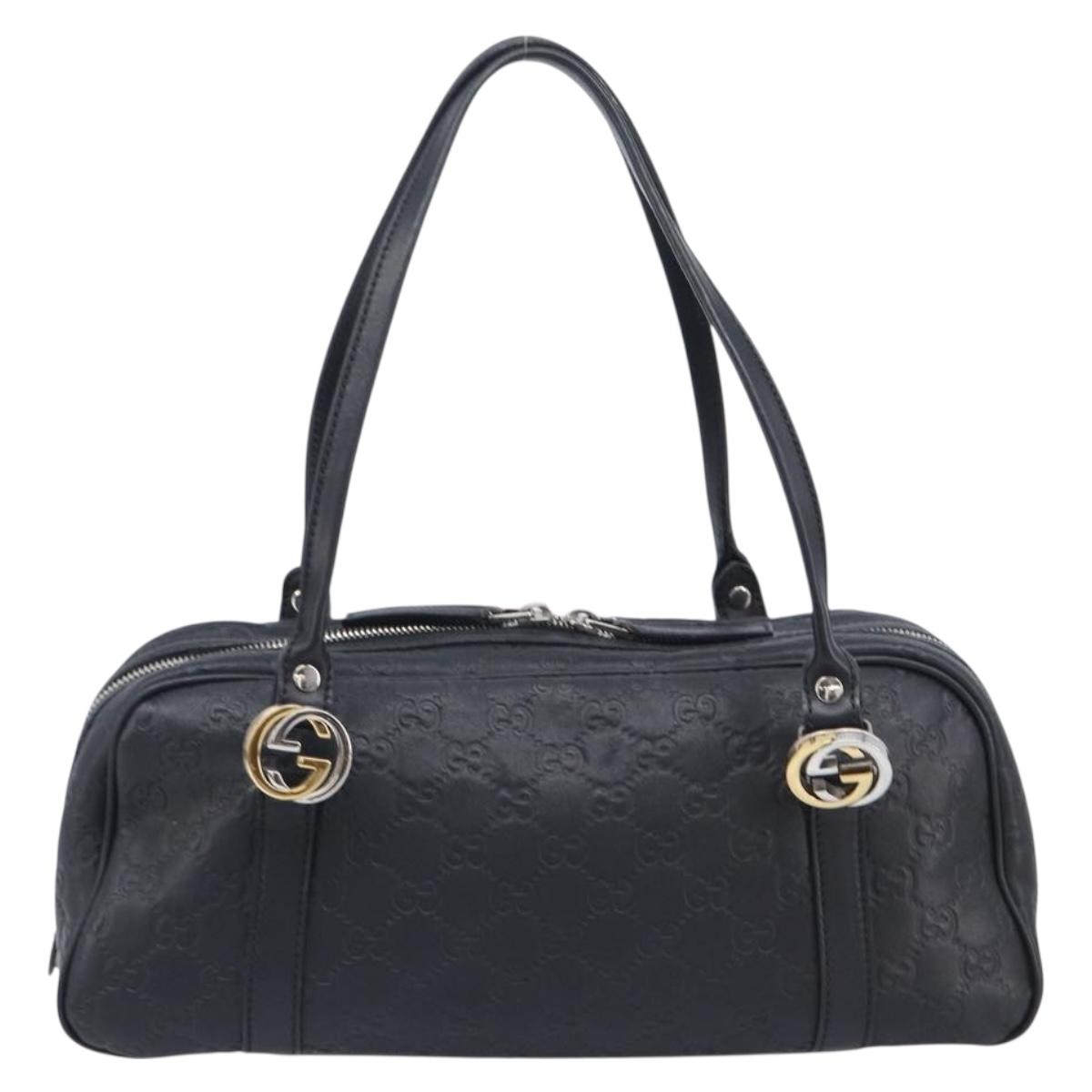 GUCCI GG Canvas Guccissima Hand Bag Black Silver 232958 Auth yk21051V