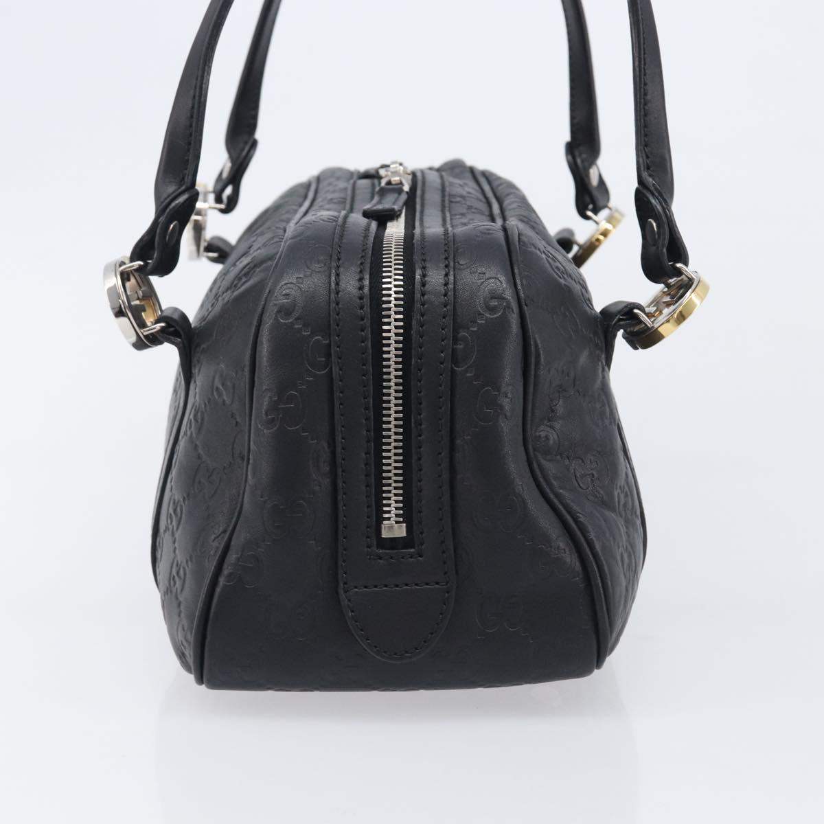 GUCCI GG Canvas Guccissima Hand Bag Black Silver 232958 Auth yk21051V