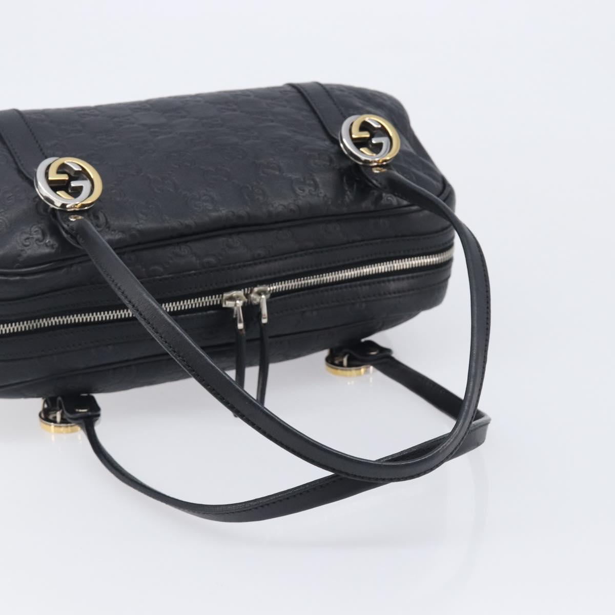 GUCCI GG Canvas Guccissima Hand Bag Black Silver 232958 Auth yk21051V