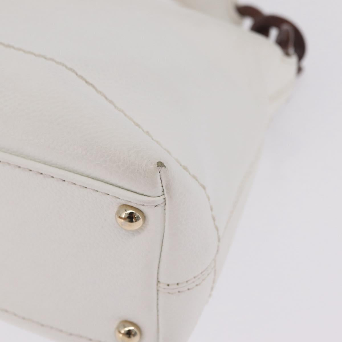 CHANEL COCO Mark Shoulder Bag Caviar Skin White Gold CC Auth yk21052V