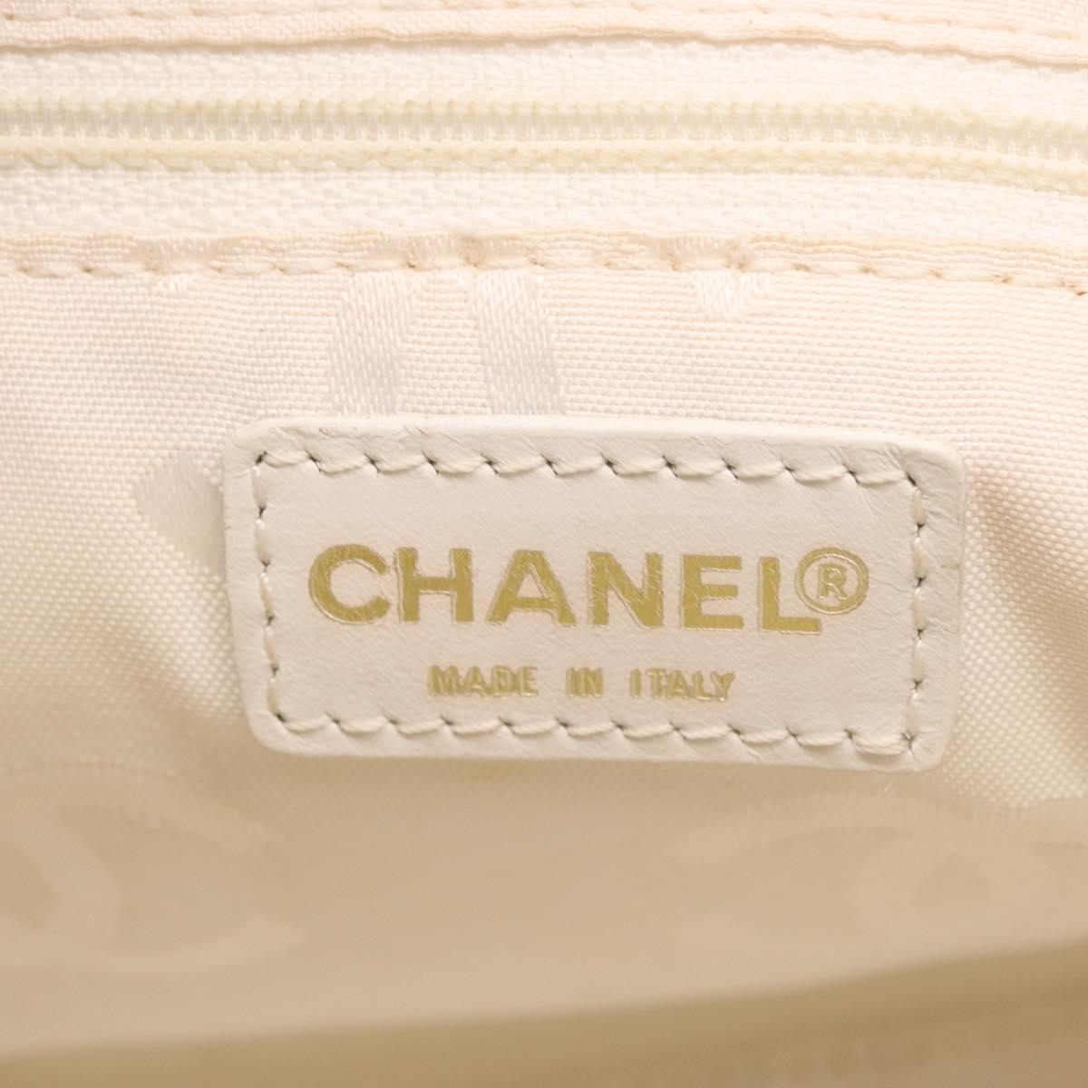 CHANEL COCO Mark Shoulder Bag Caviar Skin White Gold CC Auth yk21052V