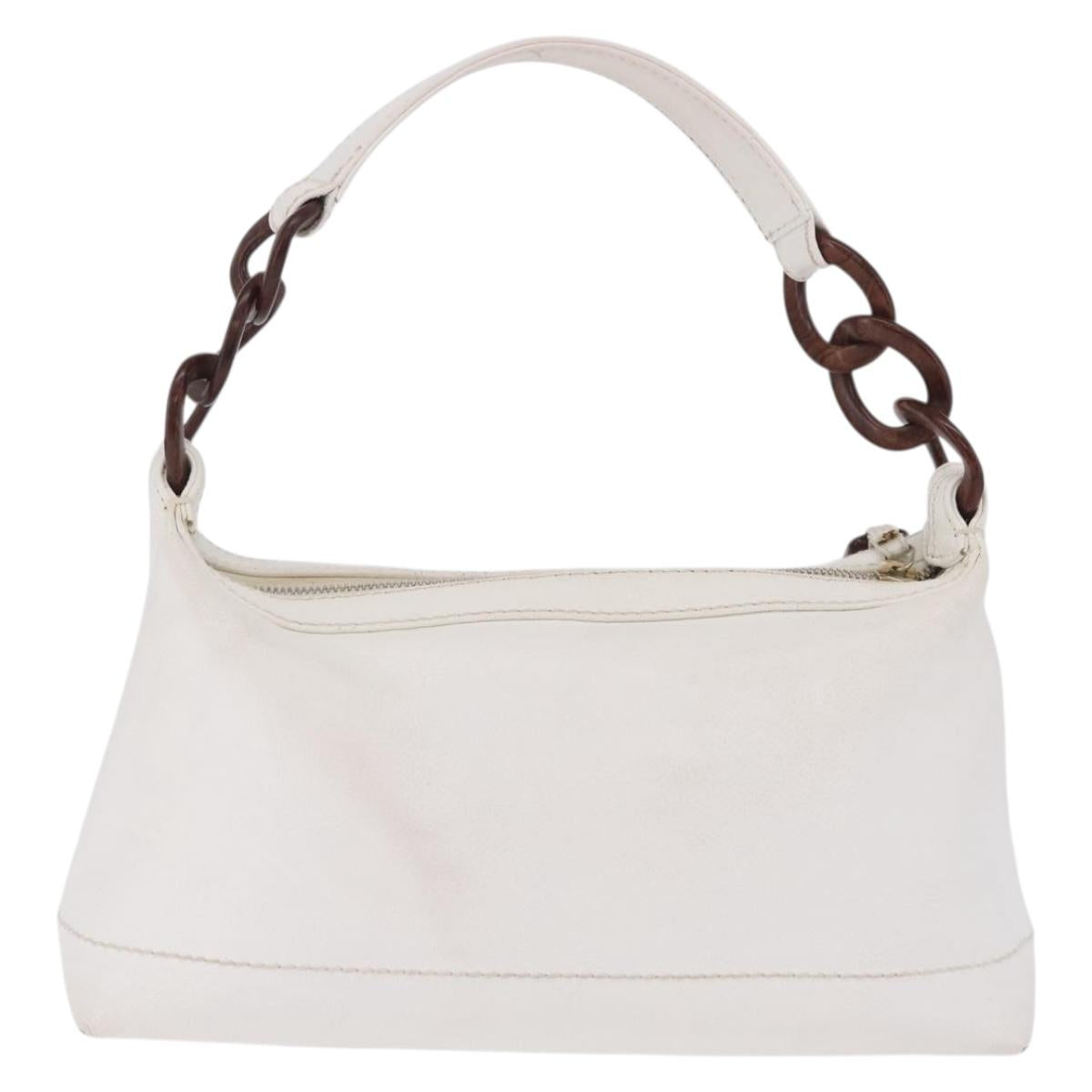 CHANEL COCO Mark Shoulder Bag Caviar Skin White Gold CC Auth yk21052V
