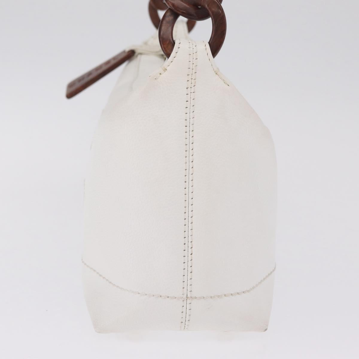 CHANEL COCO Mark Shoulder Bag Caviar Skin White Gold CC Auth yk21052V
